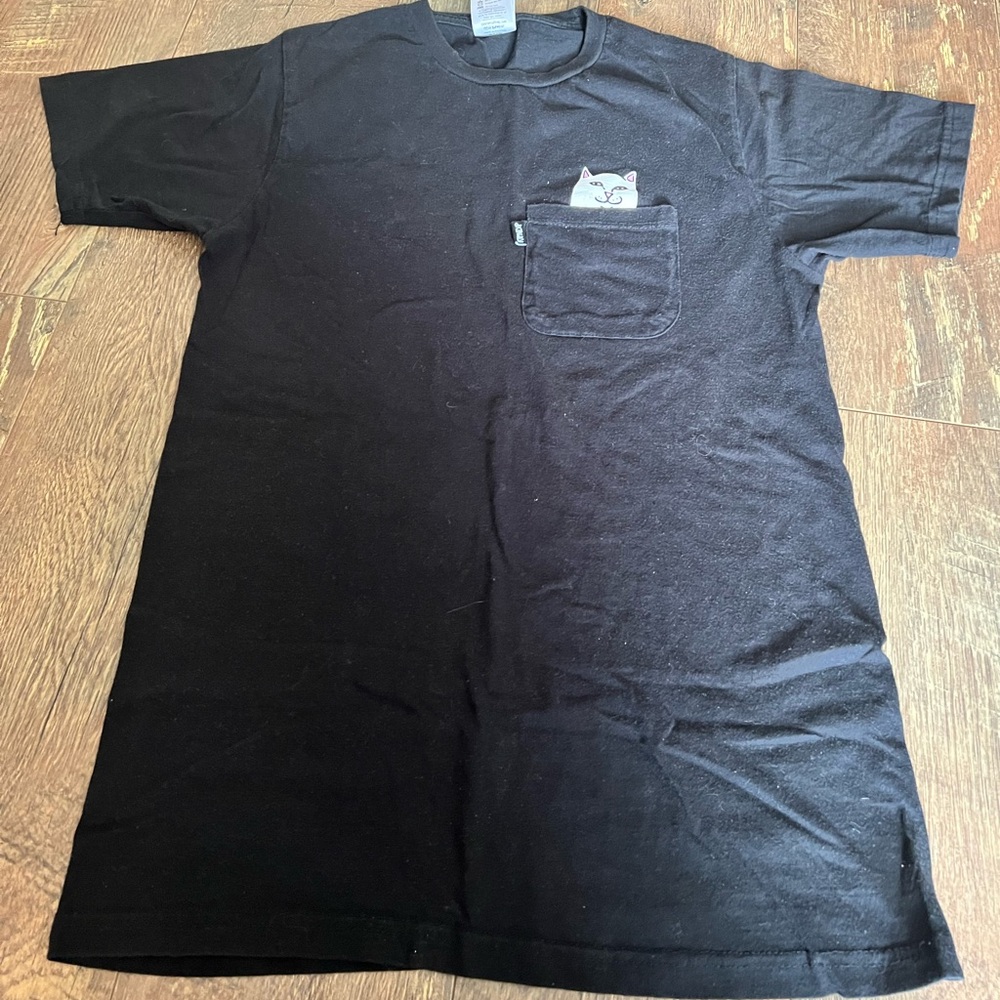 Ripndip Black Tee with Cat Pocket